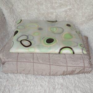 70" x 70" Shower Curtain and Doodle Curtain Liner, Retro Polka Dot, Green, Brown